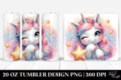 Cute Unicorn Winking from Shimmering Star | 20 Oz Tumbler Product Image 1