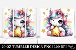 Cute Unicorn Winking from Shimmering Star | 20 Oz Tumbler Product Image 1