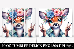 Expressive Deer with Floral Wreath.20 Oz Tumbler Product Image 1
