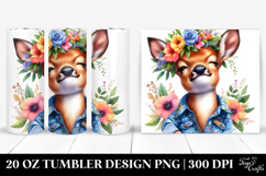 Expressive Deer with Floral Wreath.20 Oz Tumbler Product Image 1