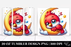 Colorful Cartoon Cardinal Napping on the Moon | 20 Oz Product Image 1