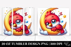 Colorful Cartoon Cardinal Napping on the Moon | 20 Oz Product Image 1