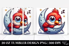 Colorful Cartoon Cardinal Napping on the Moon | 20 Oz Product Image 1