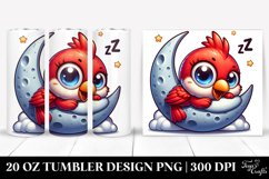 Colorful Cartoon Cardinal Napping on the Moon | 20 Oz Product Image 1