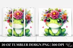 Watercolor Frog with Flower Crown 20 Oz Tumbler Product Image 1