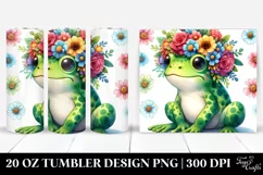 Cartoon Frog with Flower Crown 20 Oz Tumbler Product Image 1