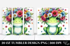 Cartoon Frog with Flower Crown 20 Oz Tumbler Product Image 1
