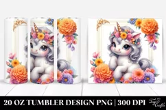 Pastel Baby Unicorn with Marigold Frame | 20 Oz Tumbler Product Image 1