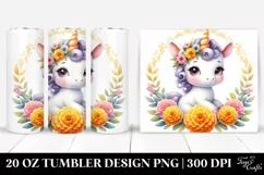 Pastel Baby Unicorn with Marigold Frame | 20 Oz Tumbler Product Image 1