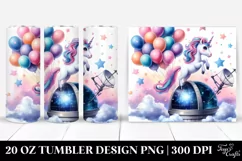 Cute Unicorn Floating with Balloons | 20 Oz Tumbler Product Image 1