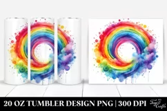 Colorful Watercolor Rainbow Tumbler 20 Oz Product Image 1