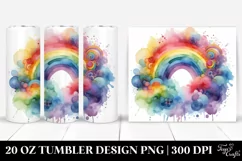 Colorful Watercolor Rainbow Tumbler 20 Oz Product Image 1