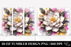 Gardenia with Watercolor Splash | 20 oz Tumbler Product Image 1