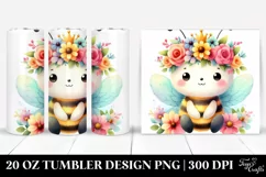 Cartoon-Style Bee with Flower Crown | 20 oz Tumbler Product Image 1
