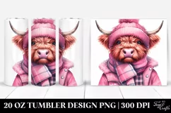Angry Looking Pink Highland Cow 20 Oz Tumbler Product Image 1