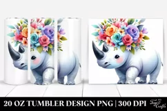 Cute Cartoon-Style Rhino Tumbler Product Image 1
