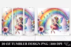 Colorful Fairy Swinging from a Rainbow | 20 oz Tumbler Product Image 1