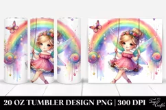 Colorful Fairy Swinging from a Rainbow | 20 oz Tumbler Product Image 1