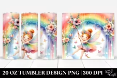 Colorful Fairy Swinging from a Rainbow | 20 oz Tumbler Product Image 1