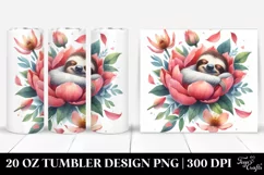 Sleeping Sloth Watercolor Tumbler 20 Oz Product Image 1