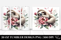 Sleeping Sloth Watercolor Tumbler 20 Oz Product Image 1