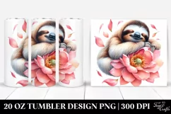 Sleeping Sloth Watercolor Tumbler 20 Oz Product Image 1