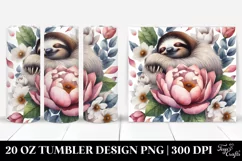 Sloth Sleeping Flower Covered Petals | 20 oz Tumbler Product Image 1