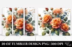 Orange Roses Washed Watercolor | 20 oz Tumbler Product Image 1