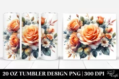 Orange Roses Washed Watercolor | 20 oz Tumbler Product Image 1