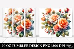 Orange Roses Washed Watercolor | 20 oz Tumbler Product Image 1