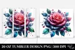 Glossy Watercolor Rose Tumbler Design Product Image 1