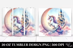 Cute Unicorn Pirouetting on Crescent Moon | 20 Oz Tumbler Product Image 1