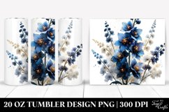 Delphinium with Watercolor Splash | 20 oz Tumbler Product Image 1