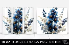Delphinium with Watercolor Splash | 20 oz Tumbler Product Image 1