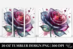 Glossy Metallic Watercolor Rose Tumbler Design Product Image 1