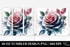 Glossy Watercolor Rose Tumbler Design Product Image 1
