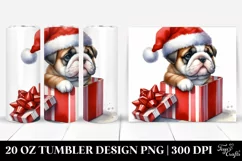 Expressive Bulldog with Santa Hat 20 Oz Tumbler Product Image 1