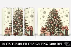 Retro Christmas Tree with Gifts, Transparent 20 Oz Tumbler Product Image 1