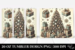 Retro Christmas Tree with Gifts, Transparent 20 Oz Tumbler Product Image 1