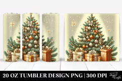 Retro Christmas Tree with Gifts, Transparent 20 Oz Tumbler Product Image 1
