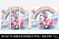 Cute Unicorn Swinging from a Rainbow | 20 oz Tumbler Product Image 1