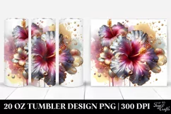 Shiny Metallic Hibiscus Tumbler Design Product Image 1