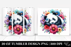 Cute Sleeping Panda in Flowers, Transparent 20 Oz Tumbler Product Image 1