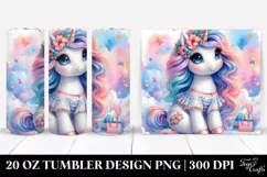 Cute Unicorn with Beachwear from Dreamy Nebula | 20 oz Product Image 1