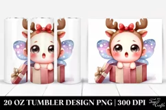 Expressive Butterfly with Reindeer Horns 20 Oz Tumbler Product Image 1