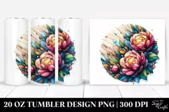 Abstract Vibrant Pastel Wooden Stained Peonies | 20 oz Product Image 1