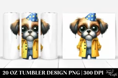 Watercolor Dog with Party Hat Clipart Product Image 1