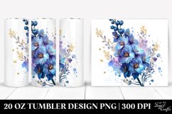 Glossy Metallic Watercolor Delphinium Tumbler Design Product Image 1