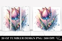 Shiny Metallic Watercolor Tulip Tumbler Design Product Image 1