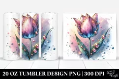 Shiny Metallic Watercolor Tulip Tumbler Design Product Image 1